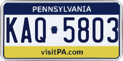 PA license plate KAQ5803