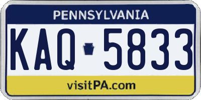 PA license plate KAQ5833