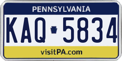 PA license plate KAQ5834