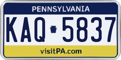 PA license plate KAQ5837