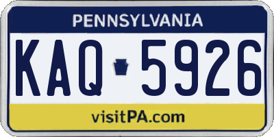 PA license plate KAQ5926