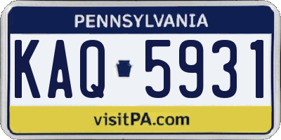 PA license plate KAQ5931