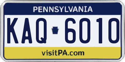 PA license plate KAQ6010