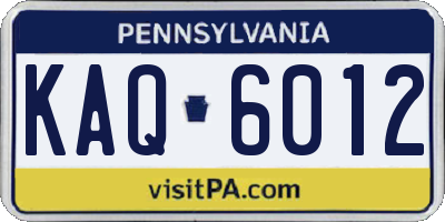 PA license plate KAQ6012