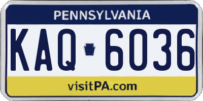 PA license plate KAQ6036