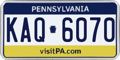 PA license plate KAQ6070