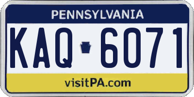 PA license plate KAQ6071