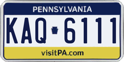 PA license plate KAQ6111