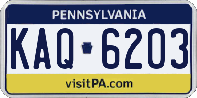 PA license plate KAQ6203