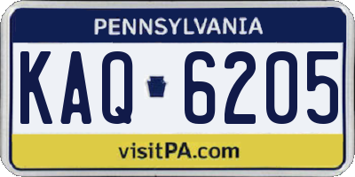 PA license plate KAQ6205