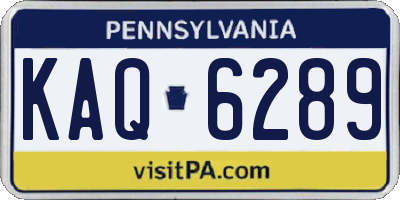 PA license plate KAQ6289