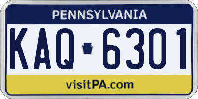 PA license plate KAQ6301