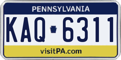 PA license plate KAQ6311