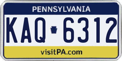 PA license plate KAQ6312