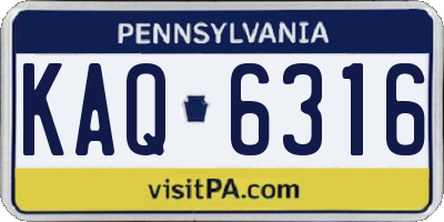 PA license plate KAQ6316
