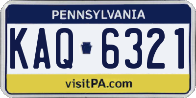 PA license plate KAQ6321