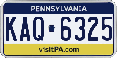 PA license plate KAQ6325
