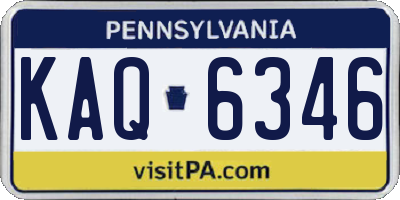 PA license plate KAQ6346