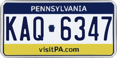 PA license plate KAQ6347