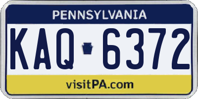 PA license plate KAQ6372