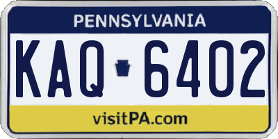 PA license plate KAQ6402