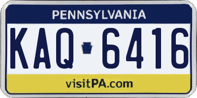 PA license plate KAQ6416