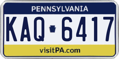 PA license plate KAQ6417