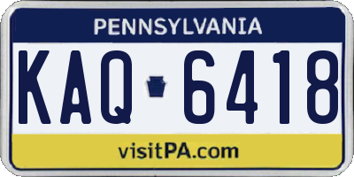 PA license plate KAQ6418