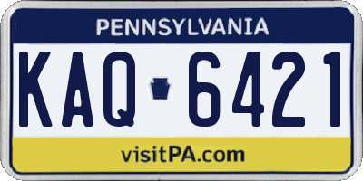 PA license plate KAQ6421