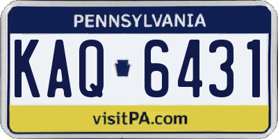 PA license plate KAQ6431