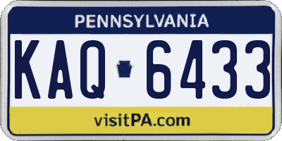 PA license plate KAQ6433