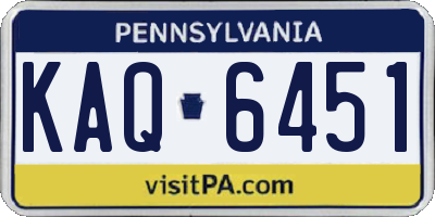 PA license plate KAQ6451