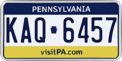 PA license plate KAQ6457
