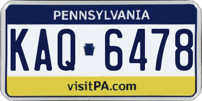 PA license plate KAQ6478