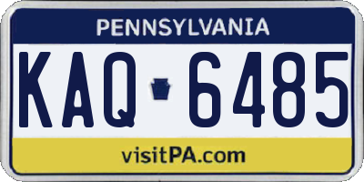 PA license plate KAQ6485