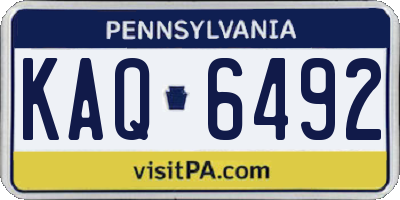 PA license plate KAQ6492