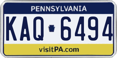 PA license plate KAQ6494