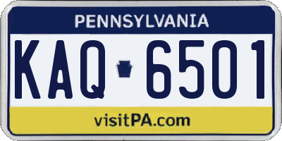 PA license plate KAQ6501