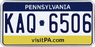 PA license plate KAQ6506