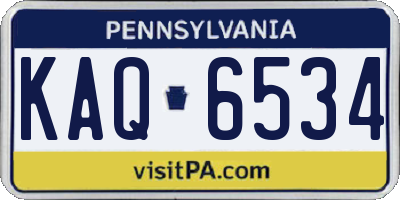 PA license plate KAQ6534