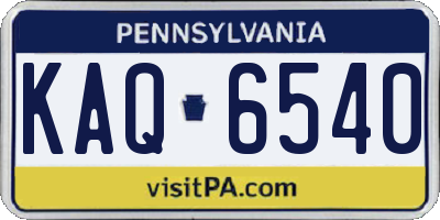 PA license plate KAQ6540