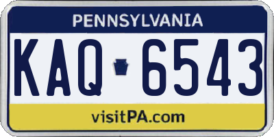 PA license plate KAQ6543