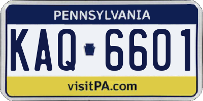 PA license plate KAQ6601