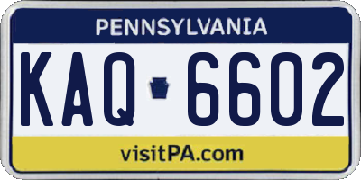 PA license plate KAQ6602