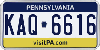 PA license plate KAQ6616