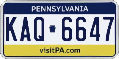 PA license plate KAQ6647