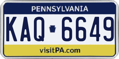 PA license plate KAQ6649