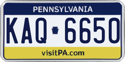 PA license plate KAQ6650