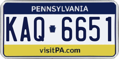 PA license plate KAQ6651