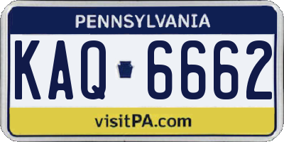 PA license plate KAQ6662